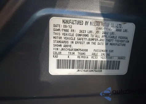 2013 Infiniti G37X from USA, damaged, VIN JN1CV6AR3DM754008